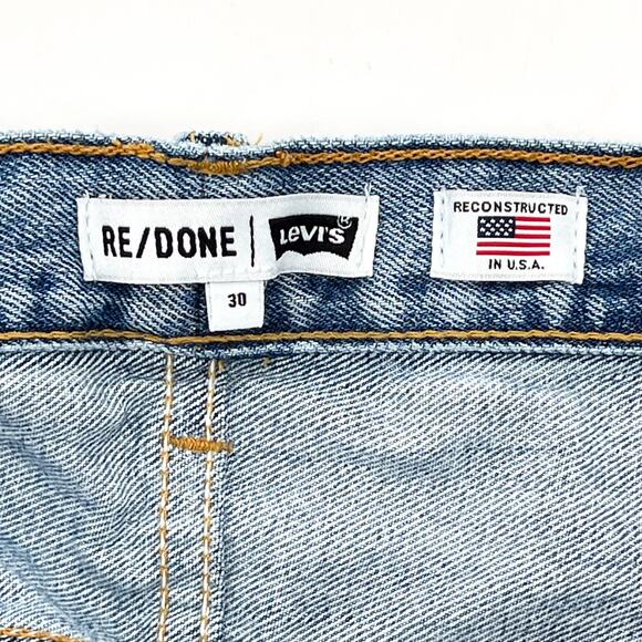 RE/DONE x Levi’s 70s Patchwork Mega Bell Bottom Jeans Blue Size 30 - Picture 4 of 7